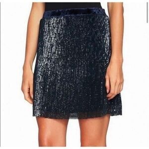 1. State Navy Dramatic Sequin Velvet Mini Skirt Size 8